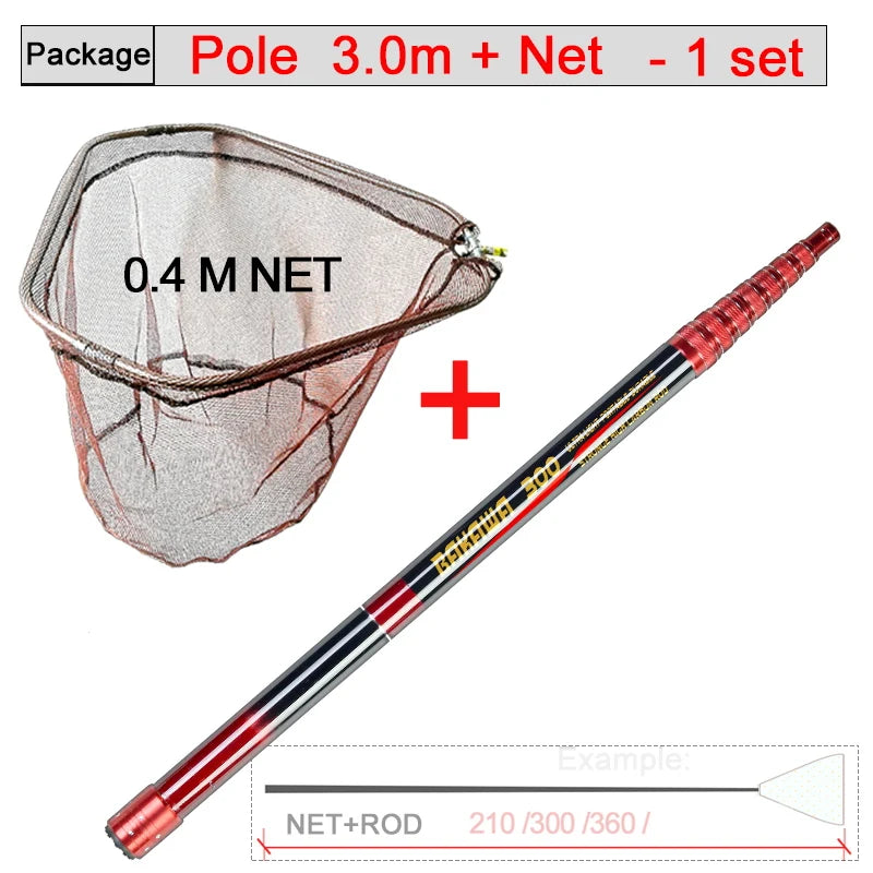 BAKAWA Folding Fishing Net Telescopic Landing Net – Carbon Fiber Fly Fishing Tool