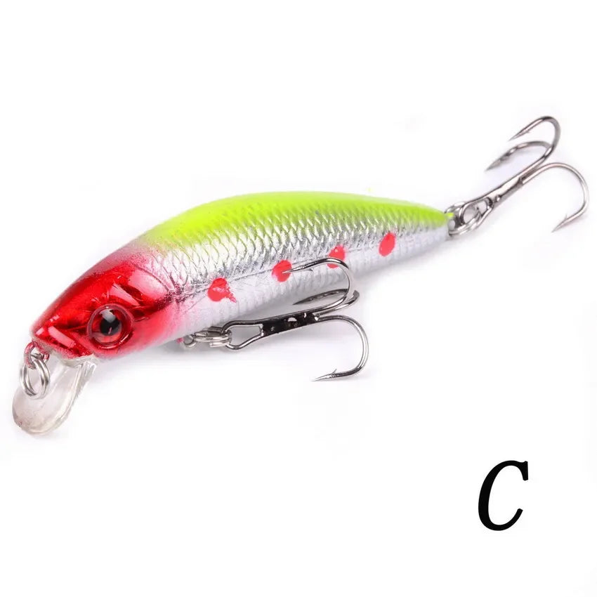 Minnow Fishing Lure - 70MM 8g 3D Eyes Crankbait Wobbler Artificial Hard Bait Tackle