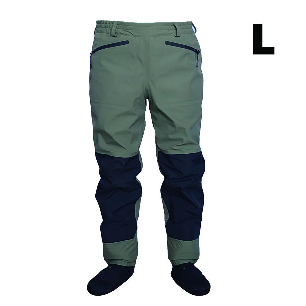 3-Layer Breathable Waterproof Fly Fishing Waist Waders – Durable Stockingfoot Wading Pants