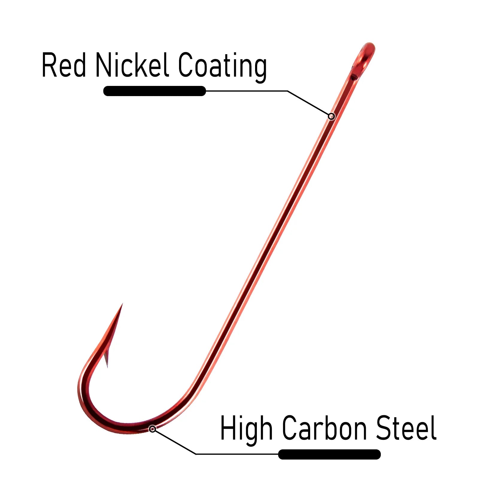 50/100PCS Red Extra Long Shank Aberdeen Live Bait Fishing Hooks