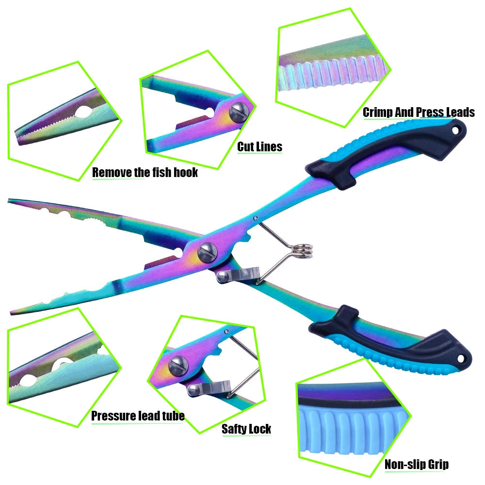 Stainless Steel Fishing Pliers with Line Cutter & Hook Remover