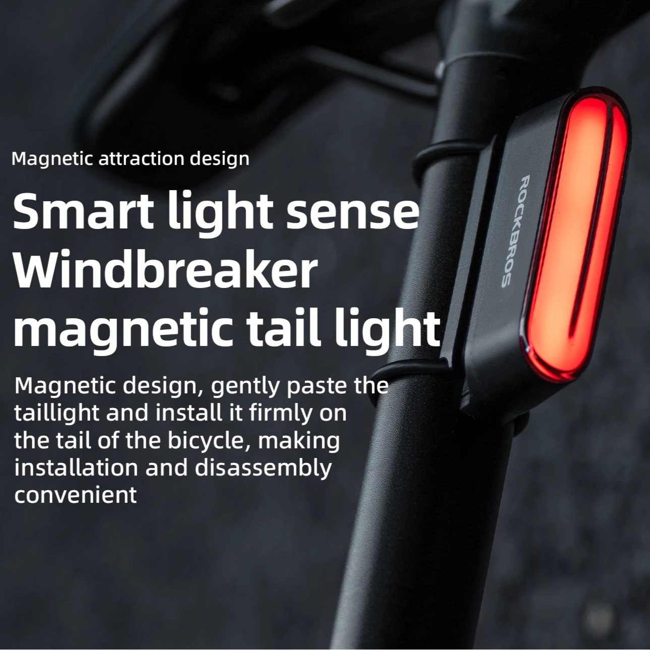 Magnetic Smart Rear Bike Light with Brake Sensor & IPX6