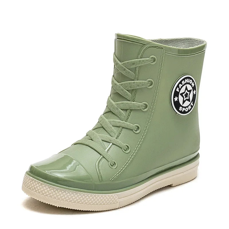 Women’s Slip-On Waterproof Ankle Rain Boots for Dog Walks & Urban Fishing