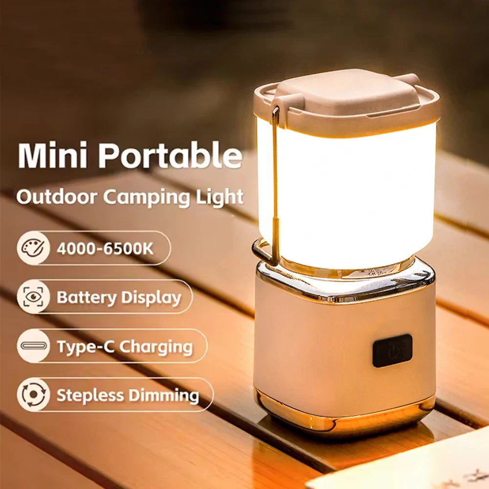Retro Rechargeable Camping Lantern with Multi-Mode LED Lighting