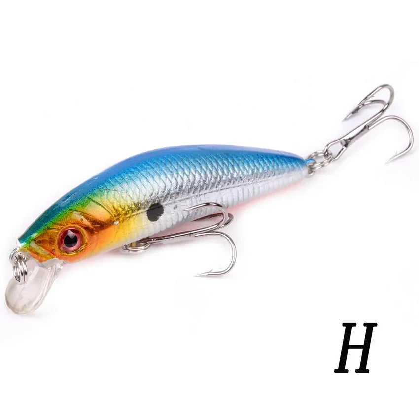 Minnow Fishing Lure - 70MM 8g 3D Eyes Crankbait Wobbler Artificial Hard Bait Tackle