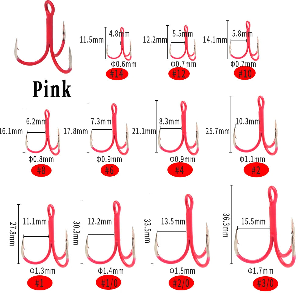 10PCS Luminous Fishing Treble Hooks – Sharp Barbed Triple Hooks for Sea & Freshwater Fishing