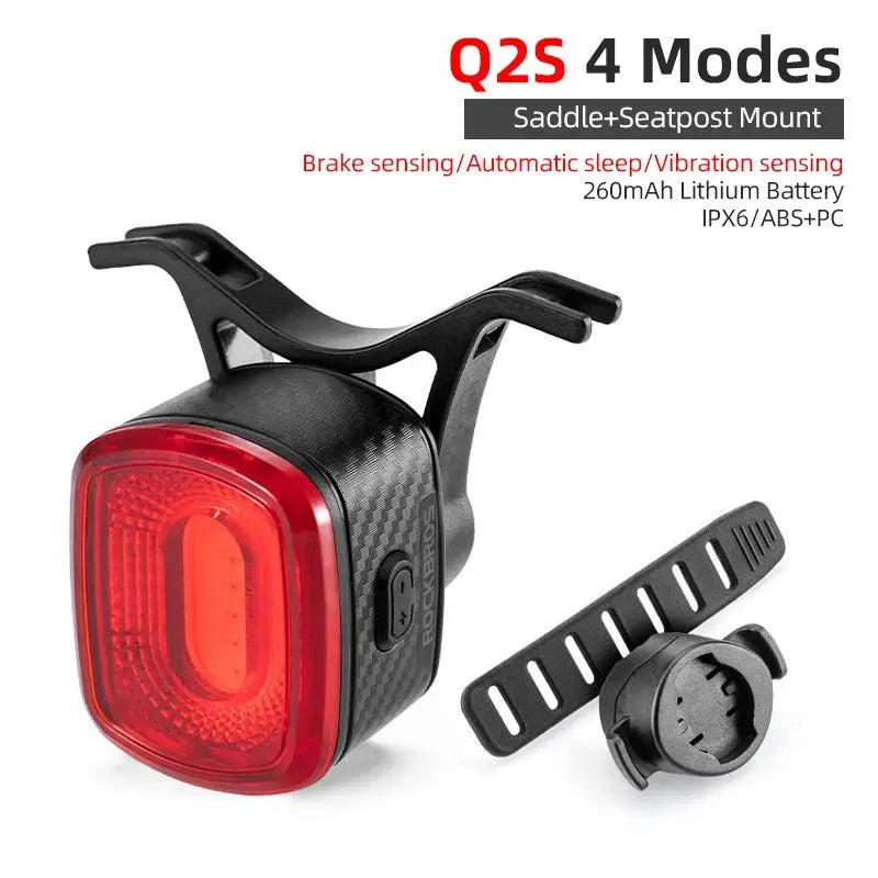 Smart Brake-Sensing Bike Tail Light with IPX6 and Type-C Charge