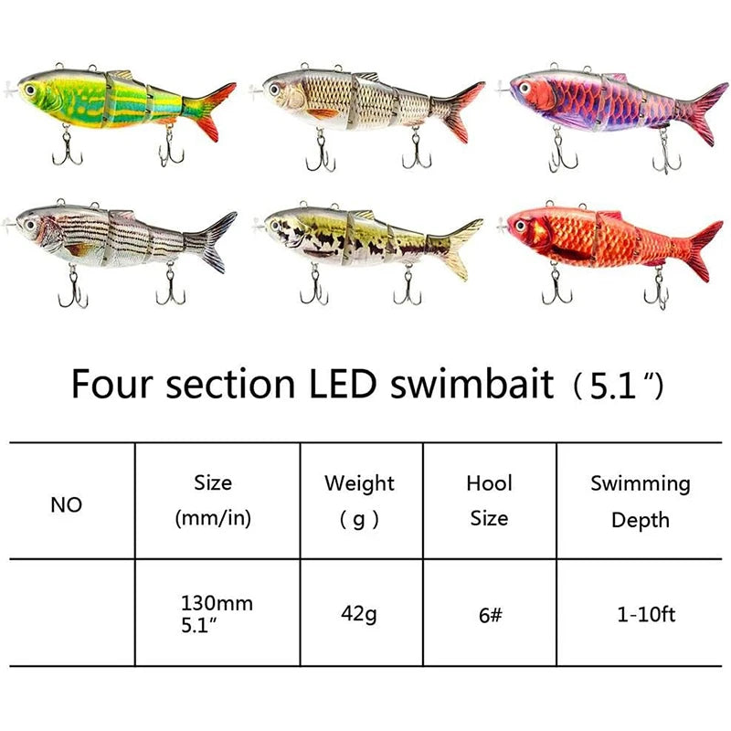 35G Automatic USB Rechargeable Swimbait Slow Sinking Lure - 4-Segment