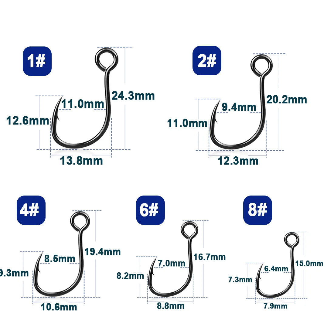 50/100/200PCS Inline Single Hooks – Strong Siwash Replacement Hooks for Saltwater & Freshwater Fishing
