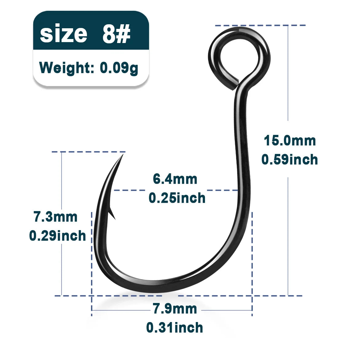 50/100/200PCS Inline Single Hooks – Strong Siwash Replacement Hooks for Saltwater & Freshwater Fishing