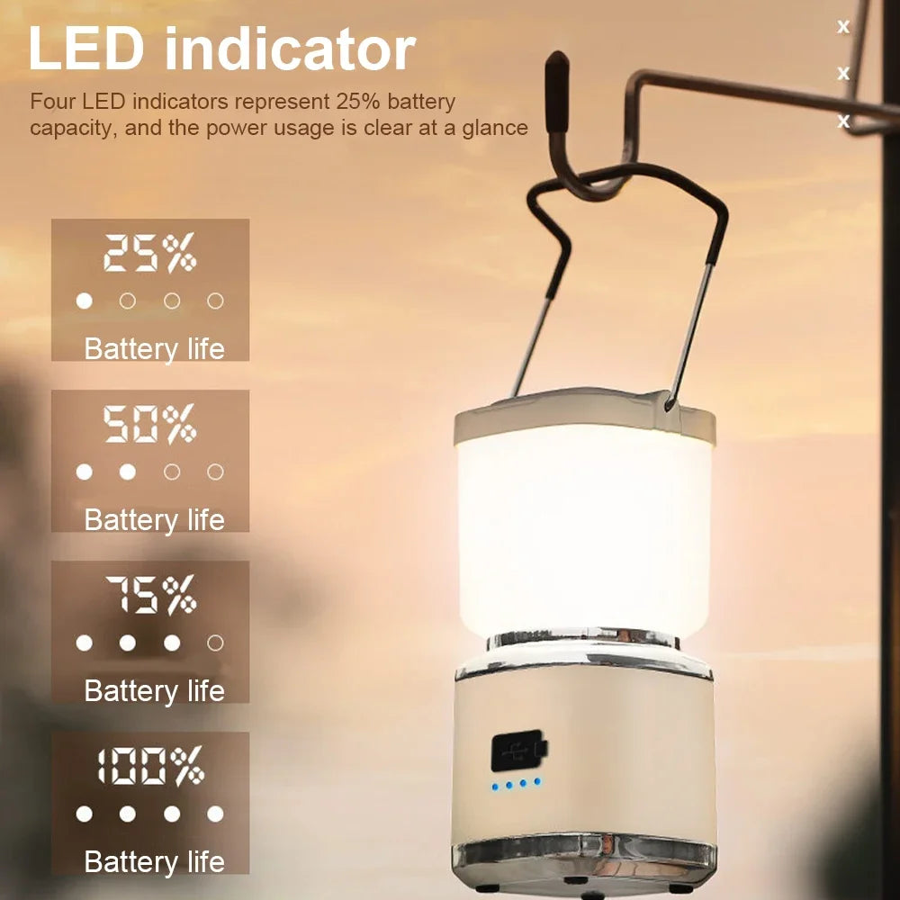 Retro Rechargeable Camping Lantern with Multi-Mode LED Lighting