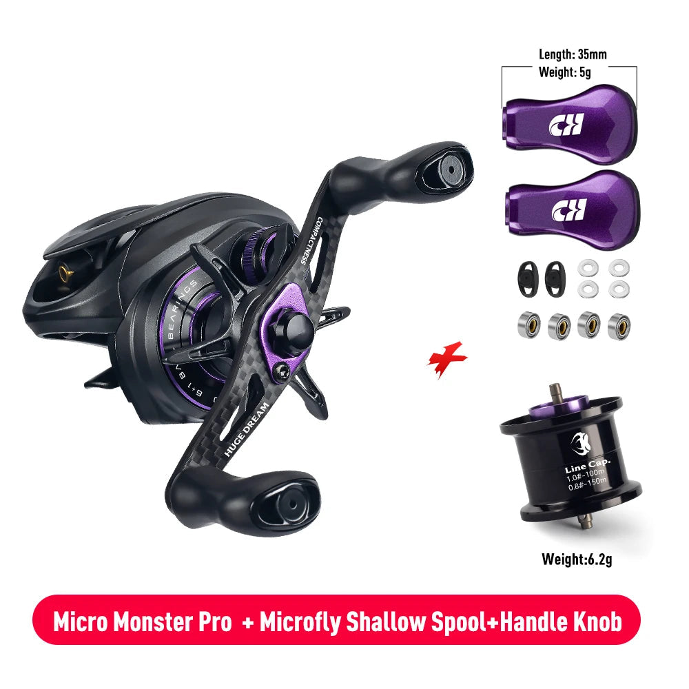 Ultralight Carbon Baitcasting Reel – 138g, 7.6:1, 4.6kg Drag