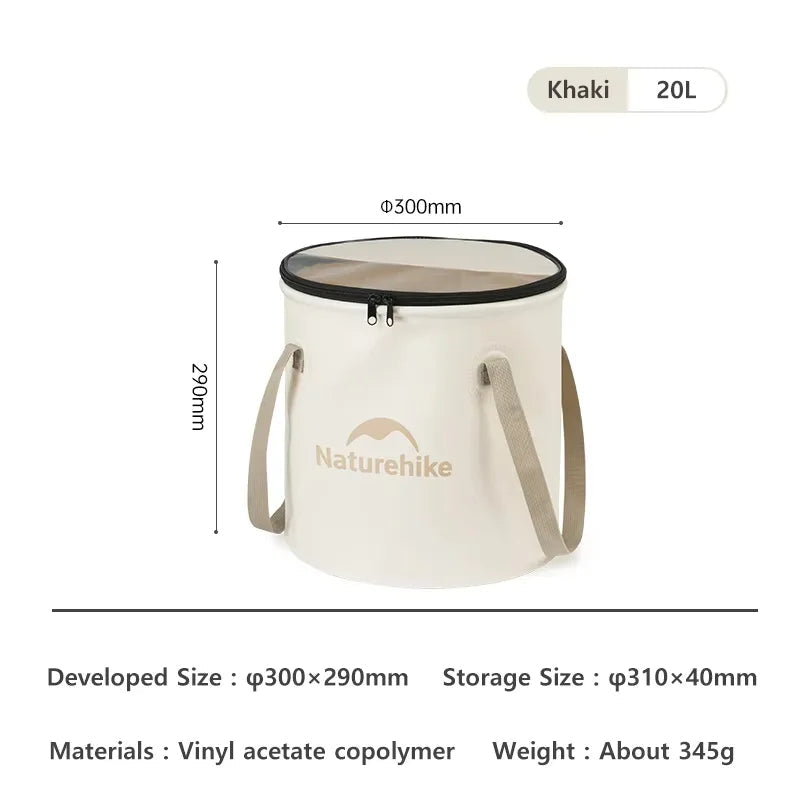 NATUREHIKE 10L 20L Collapsible Bucket – Multi-functional Folding Fishing and Water Storage Bag