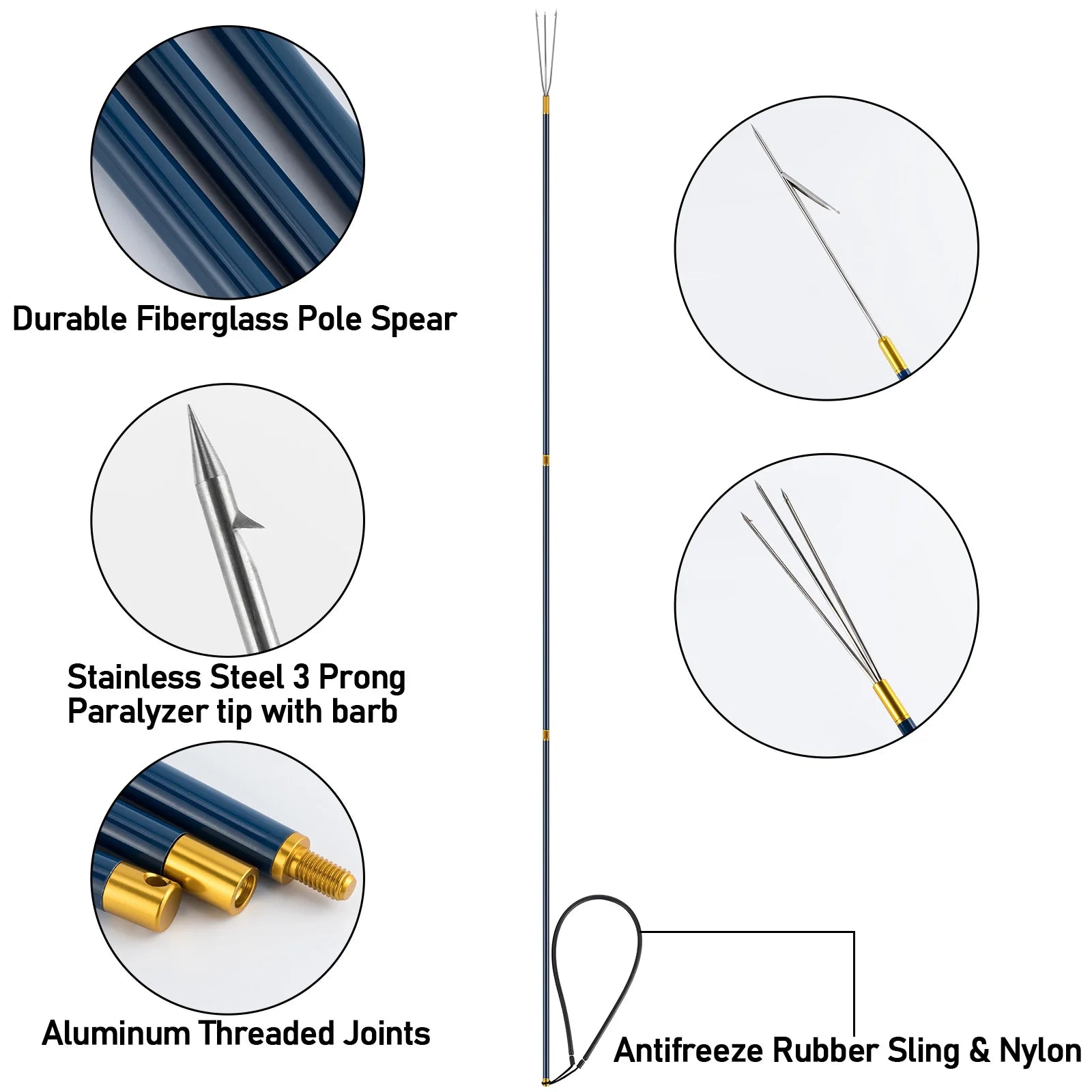 DR FISH Spearfishing Kit – Adjustable Pole, Tips & Stringer Set for Underwater Fishing