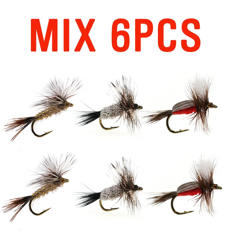 6PCS Deer Hair Irresistible Fly Set – Red Humpy, Parachute Adams, Top Trout Dry Fly Patterns