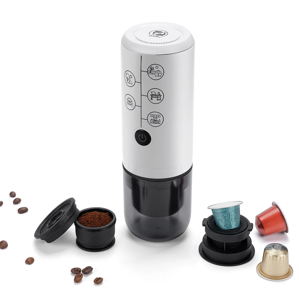 2-in-1 Portable Espresso Coffee Machine – Uses Ground Coffee & Capsules
