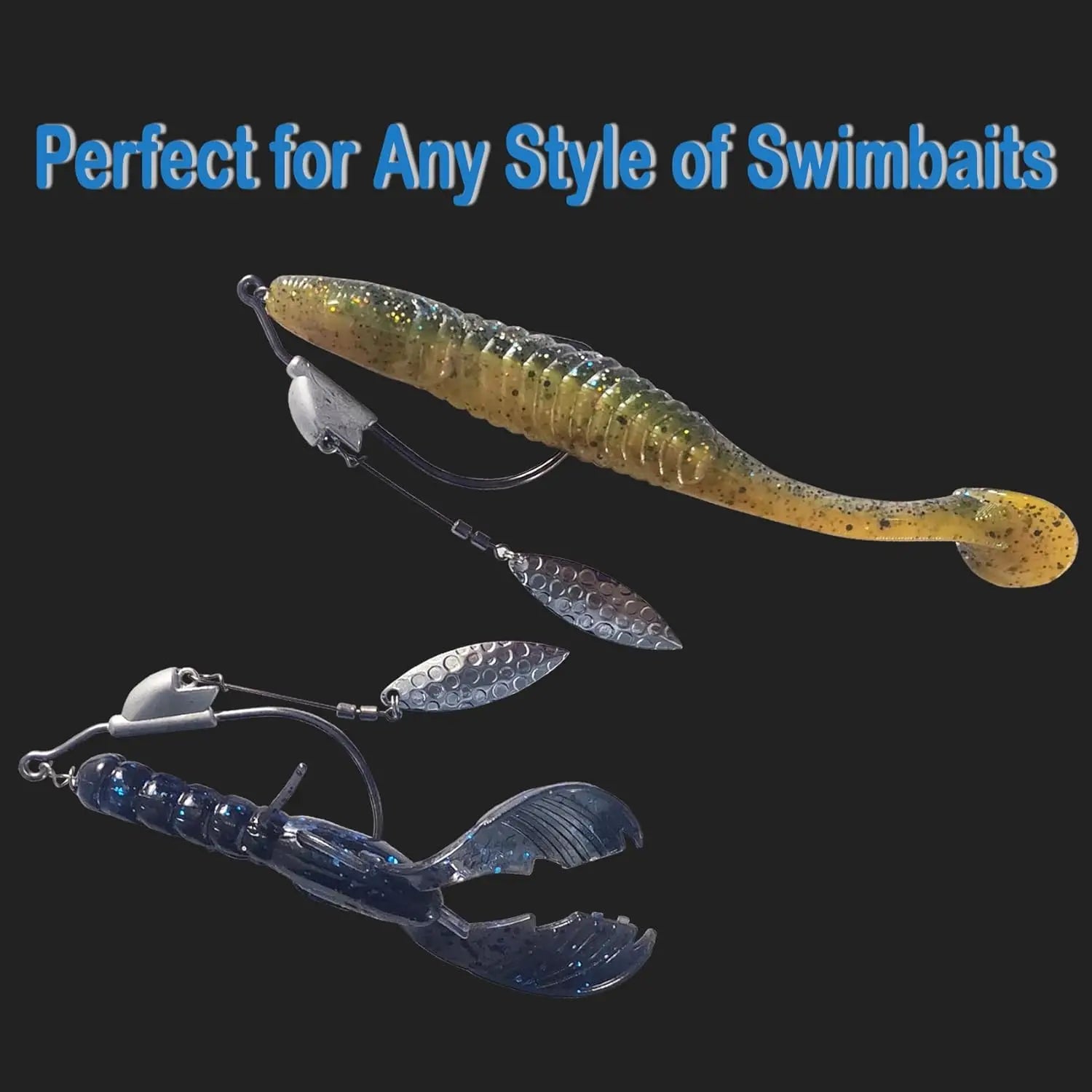 5PCS Weighted Swimbait Hooks – Weedless Twist Lock Hooks for Lake Fishing