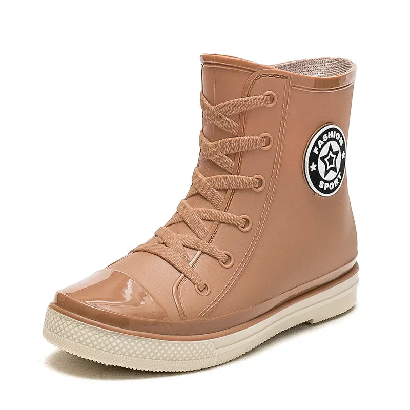 Women’s Slip-On Waterproof Ankle Rain Boots for Dog Walks & Urban Fishing