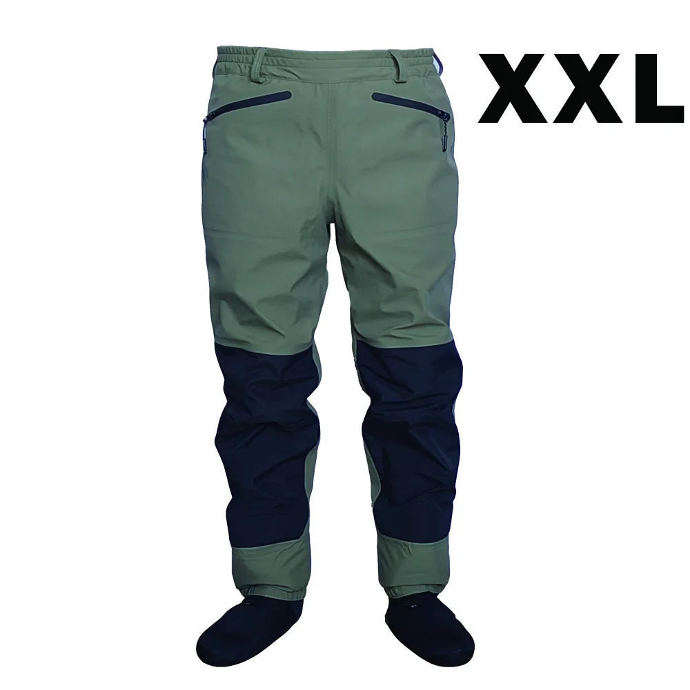 3-Layer Breathable Waterproof Fly Fishing Waist Waders – Durable Stockingfoot Wading Pants