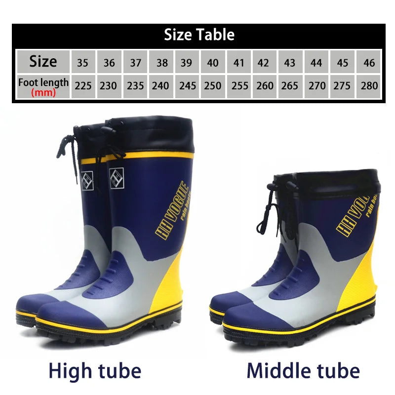 Waterproof Fishing Boots – Steel Spike Sole Rubber Gumboots for Hunting, Hiking & Working