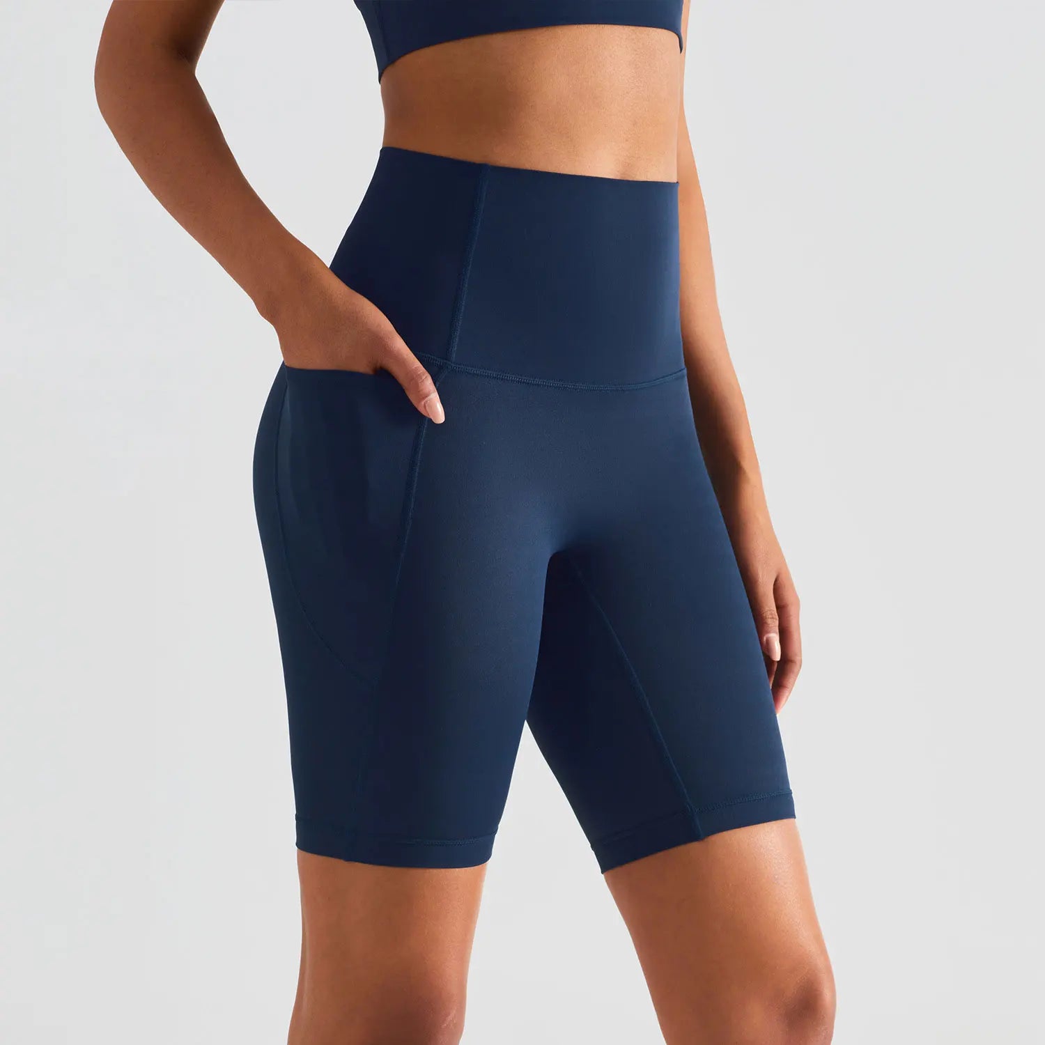 Women’s High-Waist Gym Shorts with Pocket for Yoga & Cycling
