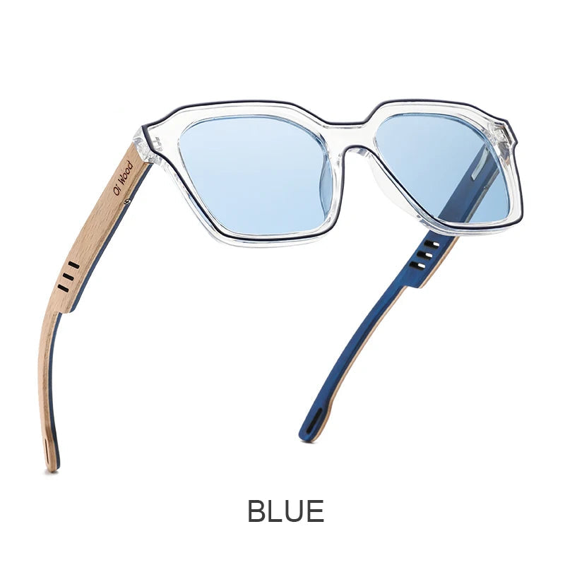 OI WOOD Polarised Wooden Sunglasses UV400 Designer Wrap Style