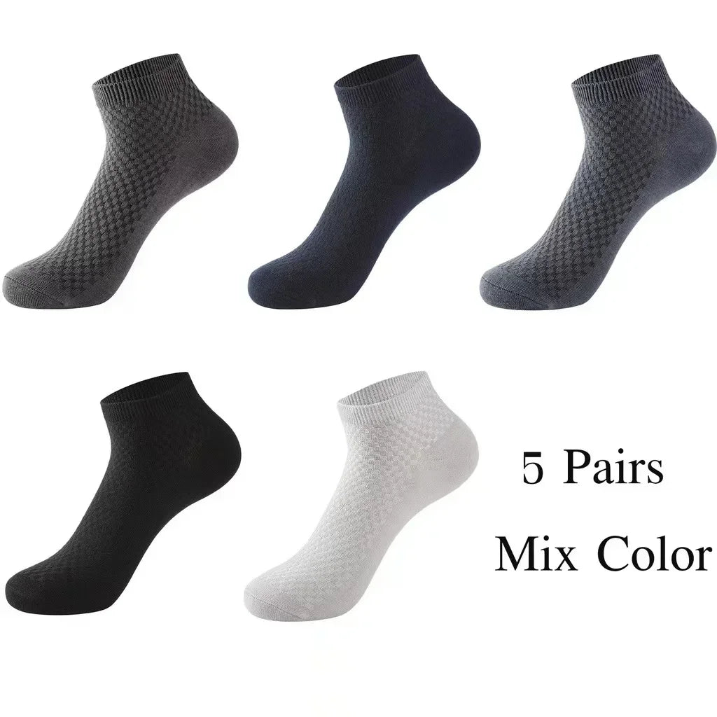 5 Pairs Bamboo Ankle Socks – Breathable Antibacterial Socks for Adults