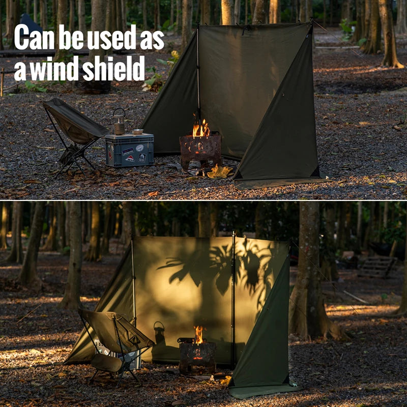 ONETIGRIS Bullbat T/C Wind Tarp – Heavy Duty Fire-Retardant Camping Shelter for Outdoor Use