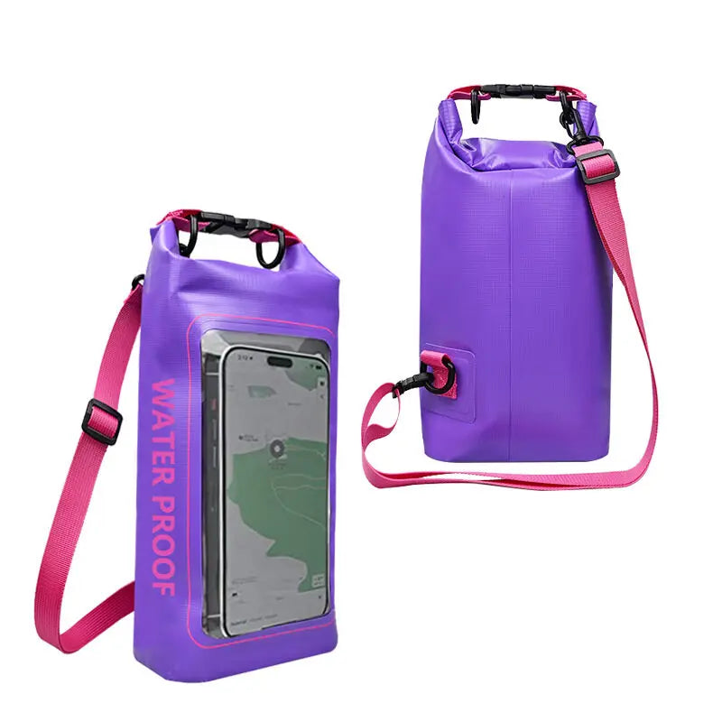 2L PVC Waterproof Dry Bag with Touch Screen Shoulder Strap