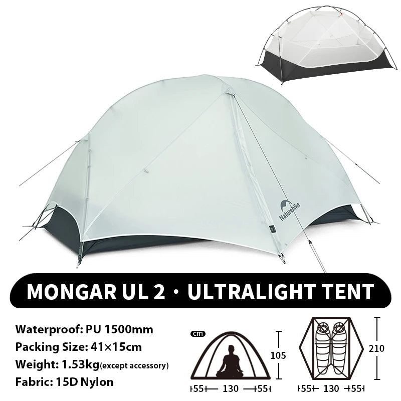 NATUREHIKE Mongar 2 Ultralight Waterproof 2-Person Backpacking Tent for Hiking & Camping