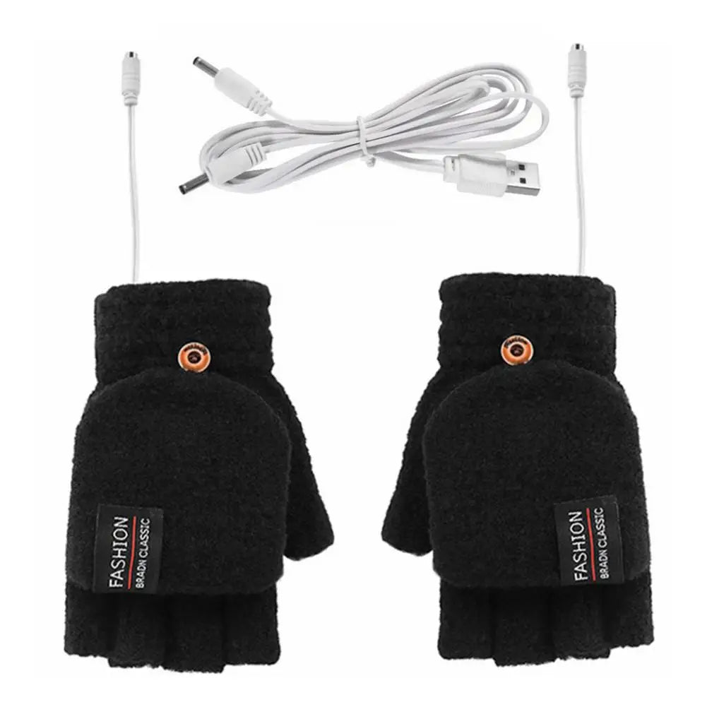Winter Half-Finger Usb Heating Gloves – Double-Sided Heated Mittens for Skiing & Winter Outdoors