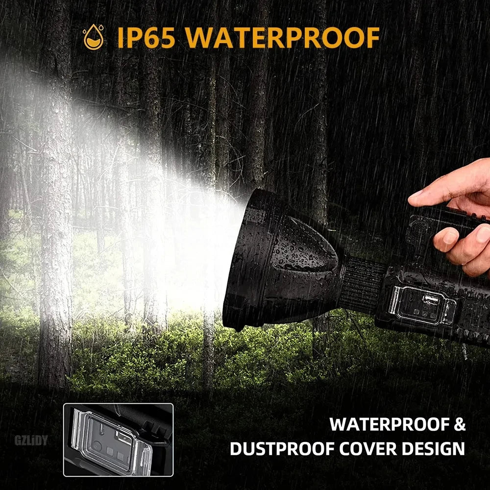 High Power LED Flashlight – Waterproof USB Rechargeable Camping Spotlight Lantern