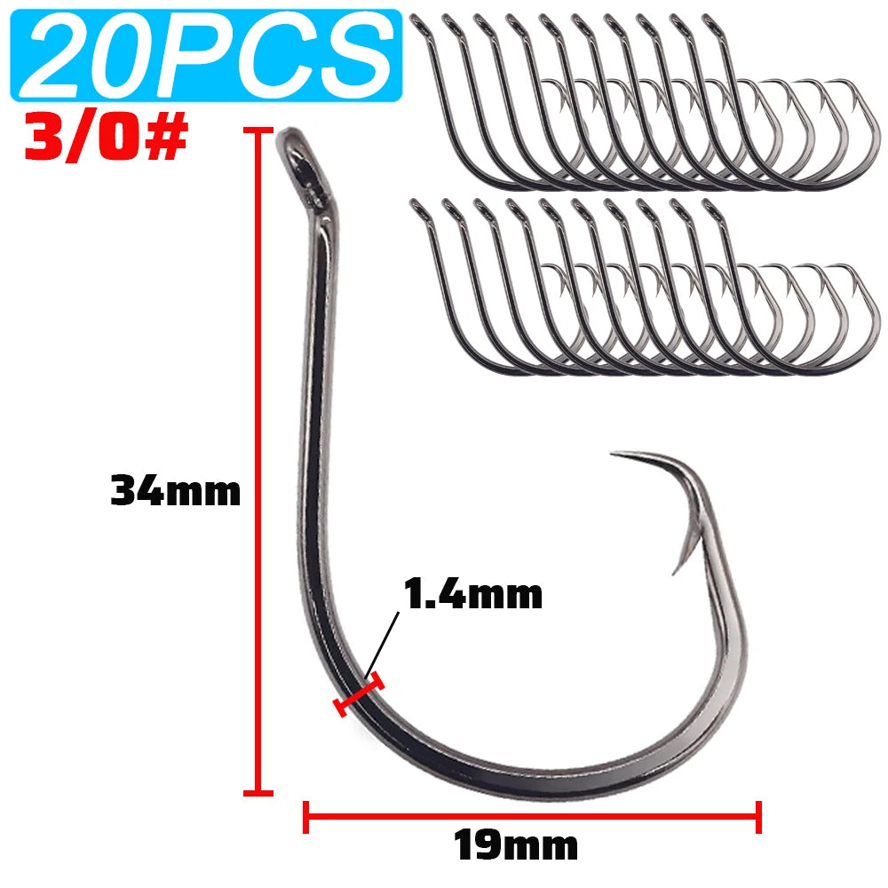 20PCS High-Strength Circle Hooks – Barbed Octopus Fishhooks For Saltwater & Freshwater