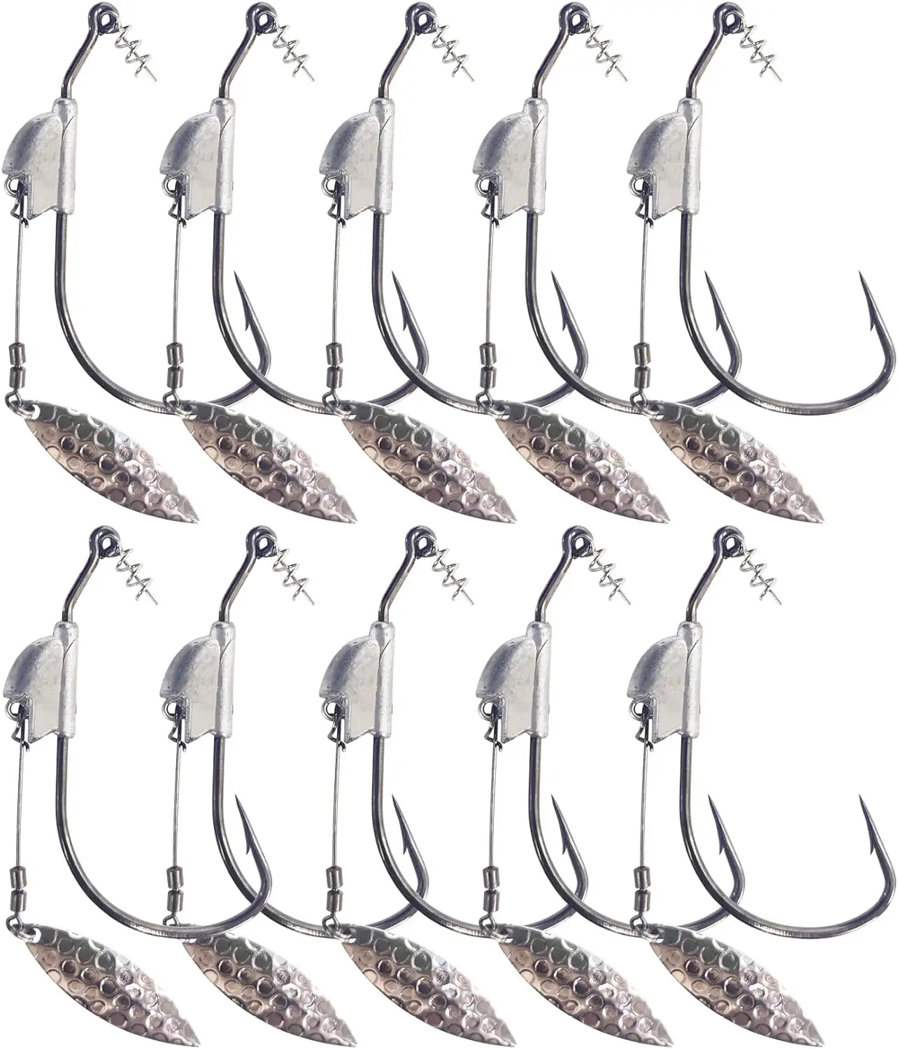 5PCS Weighted Swimbait Hooks – Weedless Twist Lock Hooks for Lake Fishing