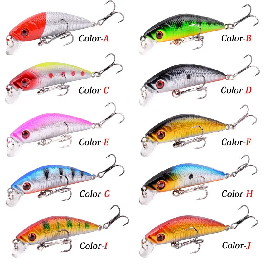 Minnow Fishing Lure - 70MM 8g 3D Eyes Crankbait Wobbler Artificial Hard Bait Tackle
