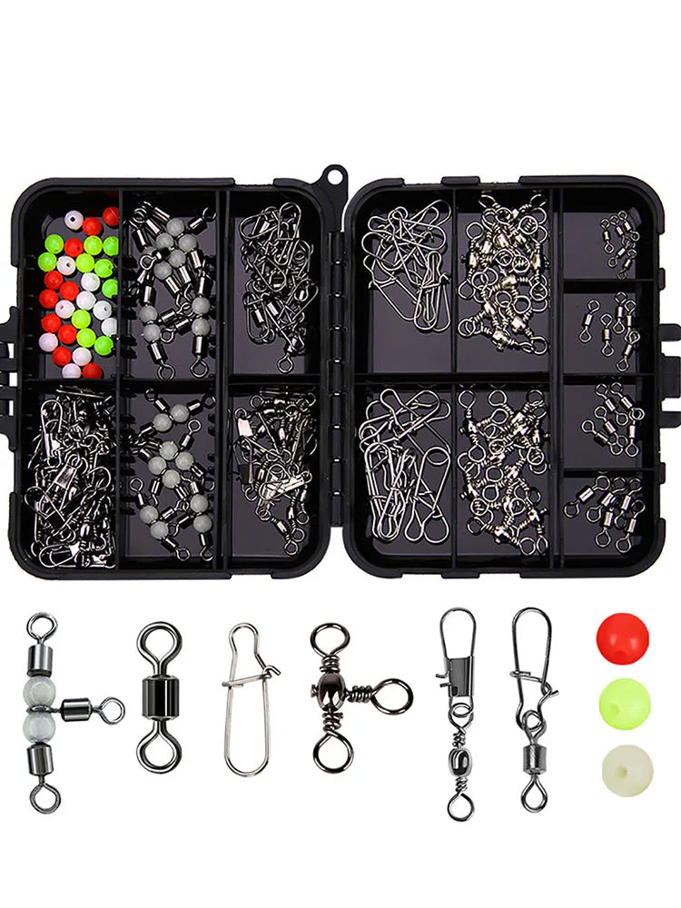 140PCS Fishing Swivels Kit – High-Strength Barrel & 3-Way Swivels for Saltwater & Freshwater Fishing