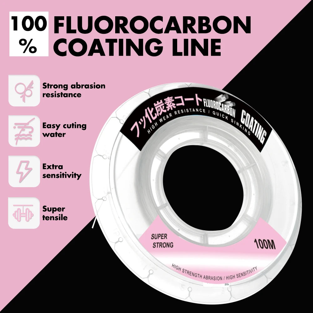 100% Japan Fluorocarbon Coating Fishing Line – High Strength & Abrasion Resistance