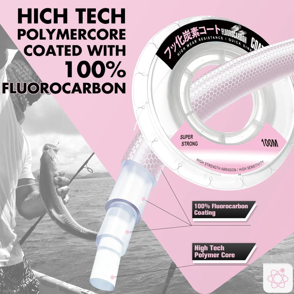 100% Japan Fluorocarbon Coating Fishing Line – High Strength & Abrasion Resistance