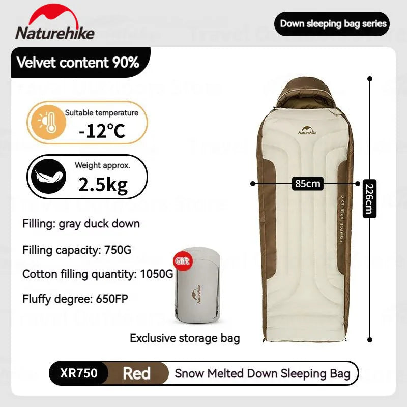 NATUREHIKE Snow Melting Down Sleeping Bag – Winter Mummy Sleeping Bag with Down & Cotton Filling