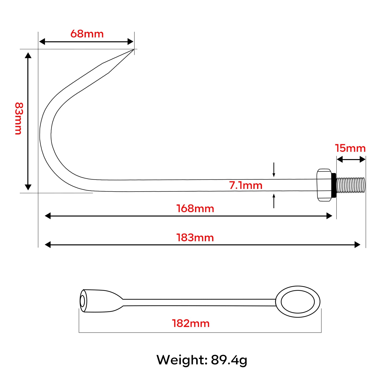 SANLIKE Stainless Steel Fishing Gaff M6/M8 – Spear Hook with Protective Cover for Saltwater Use