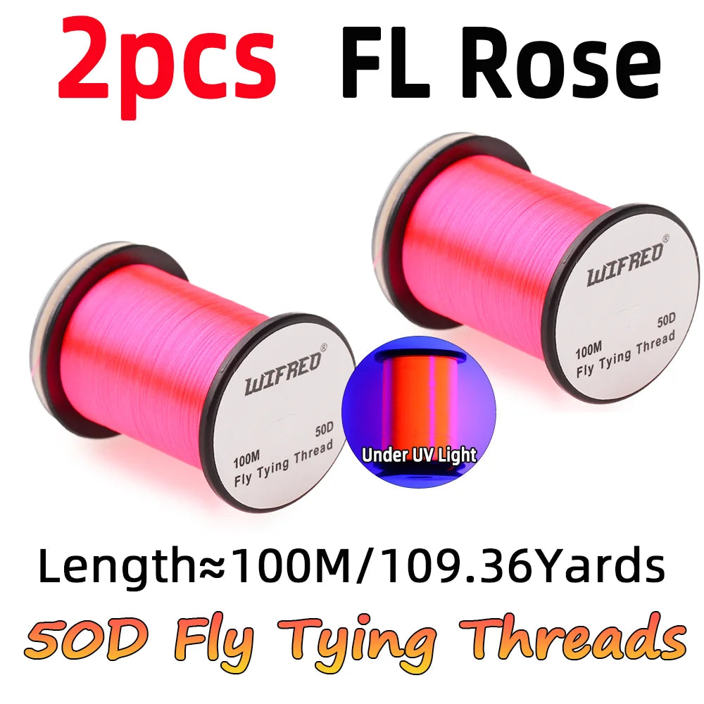 WIFREO 50D Fly Tying Thread 2pcs – Nylon Floss for Midge, Nymph & Trout Fly Lures