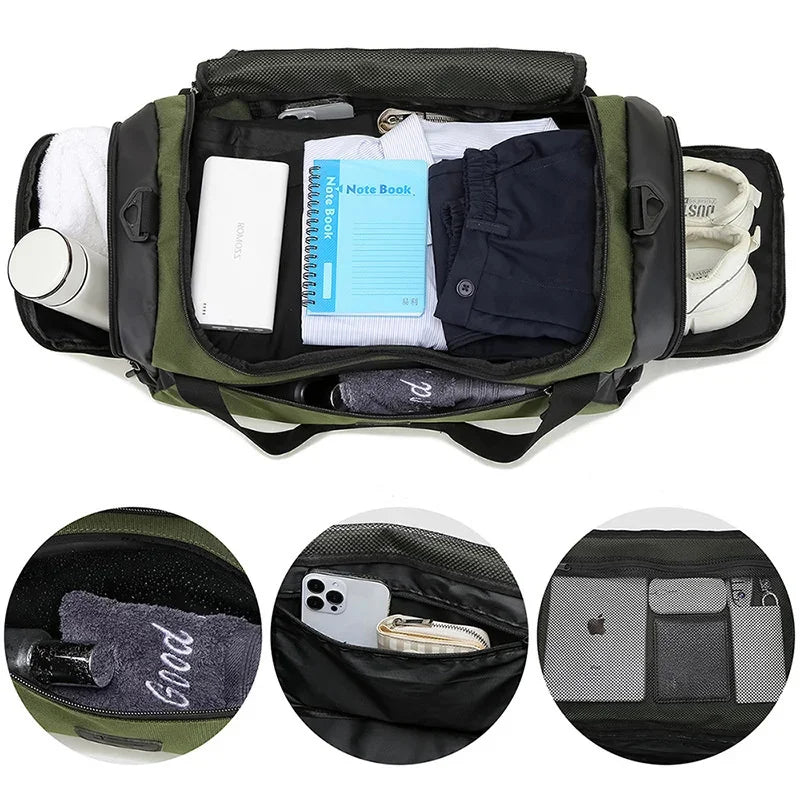 INOXTO 40L Gym Bag with Dry/Wet Separation – Travel, Hiking & Fitness Duffel for Men & Women