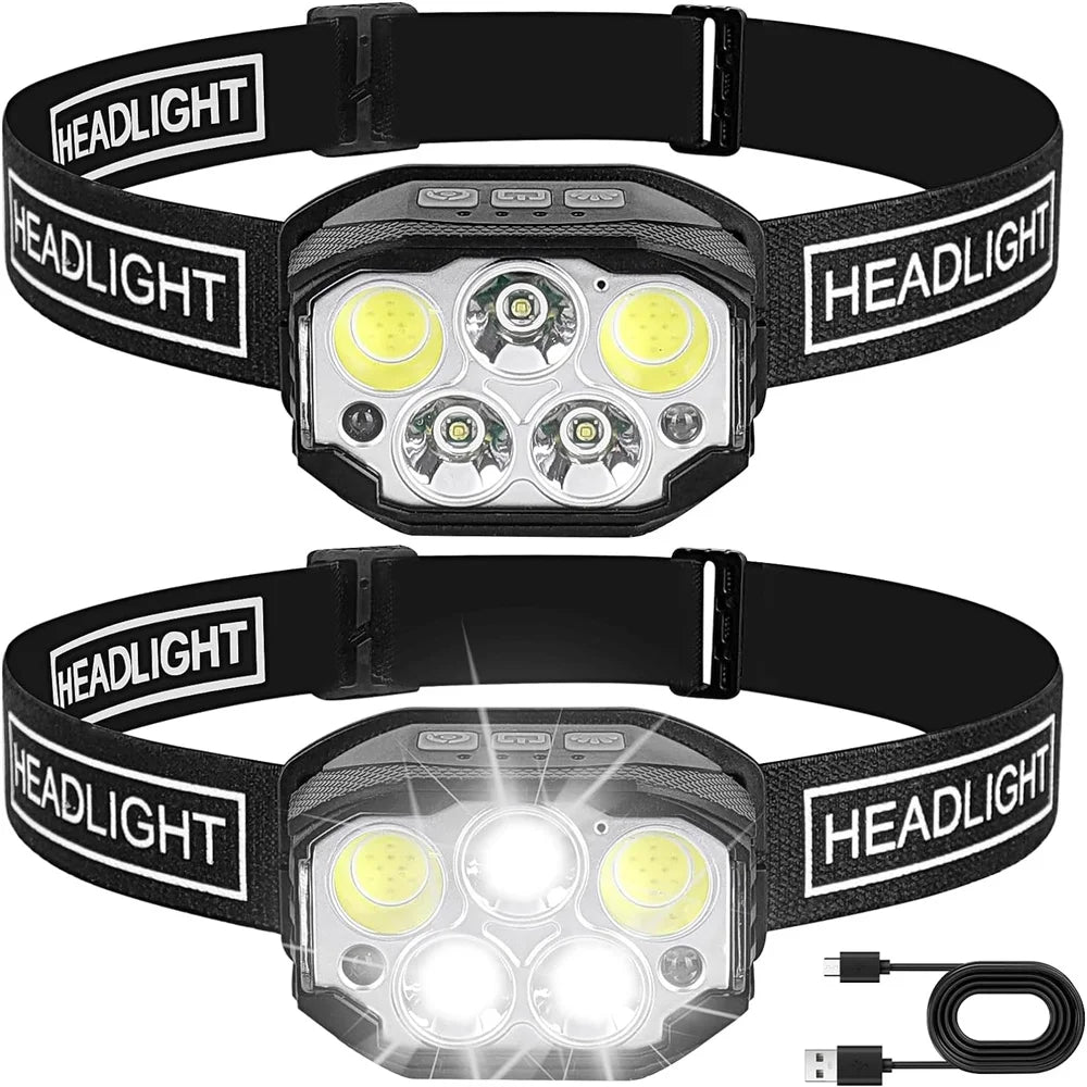 1200LM Motion Sensor Headlamp – 6 Modes, USB Rechargeable