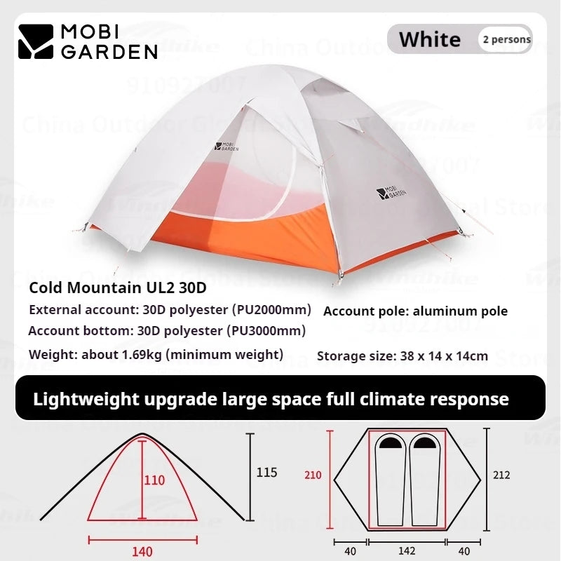 Ultralight Tent for 1-3 Person Camping – Waterproof, Windproof, Backpack Tent
