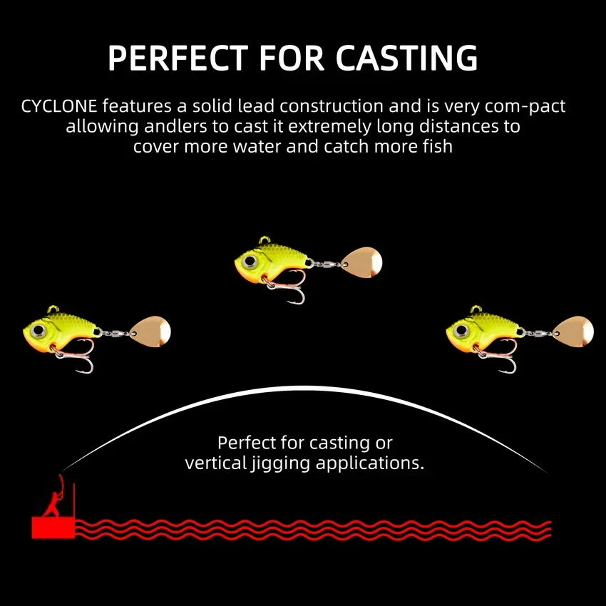 6PCS Rotating Metal Vib Blade Lure – Sinking Vibration Spinner Baits