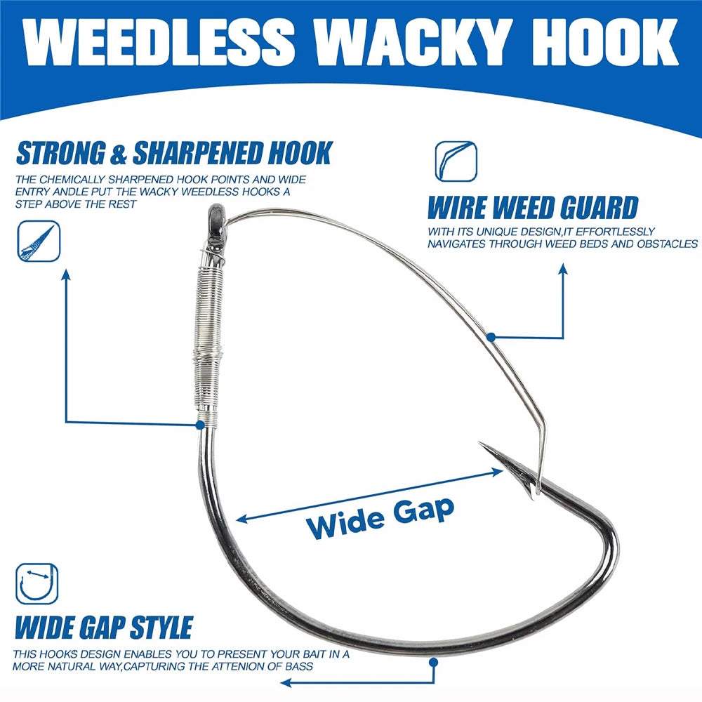 20PCS Wacky Weedless Hooks - Stainless Steel Fishing Hooks For Wacky & Neko Rigs