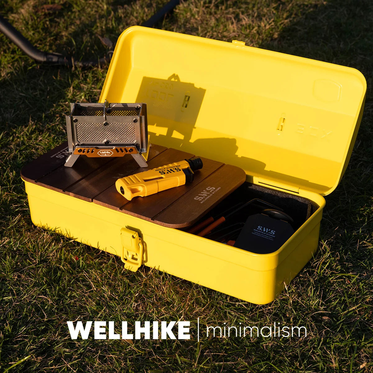 Portable Iron Camping Storage Box with Handle & Stickers