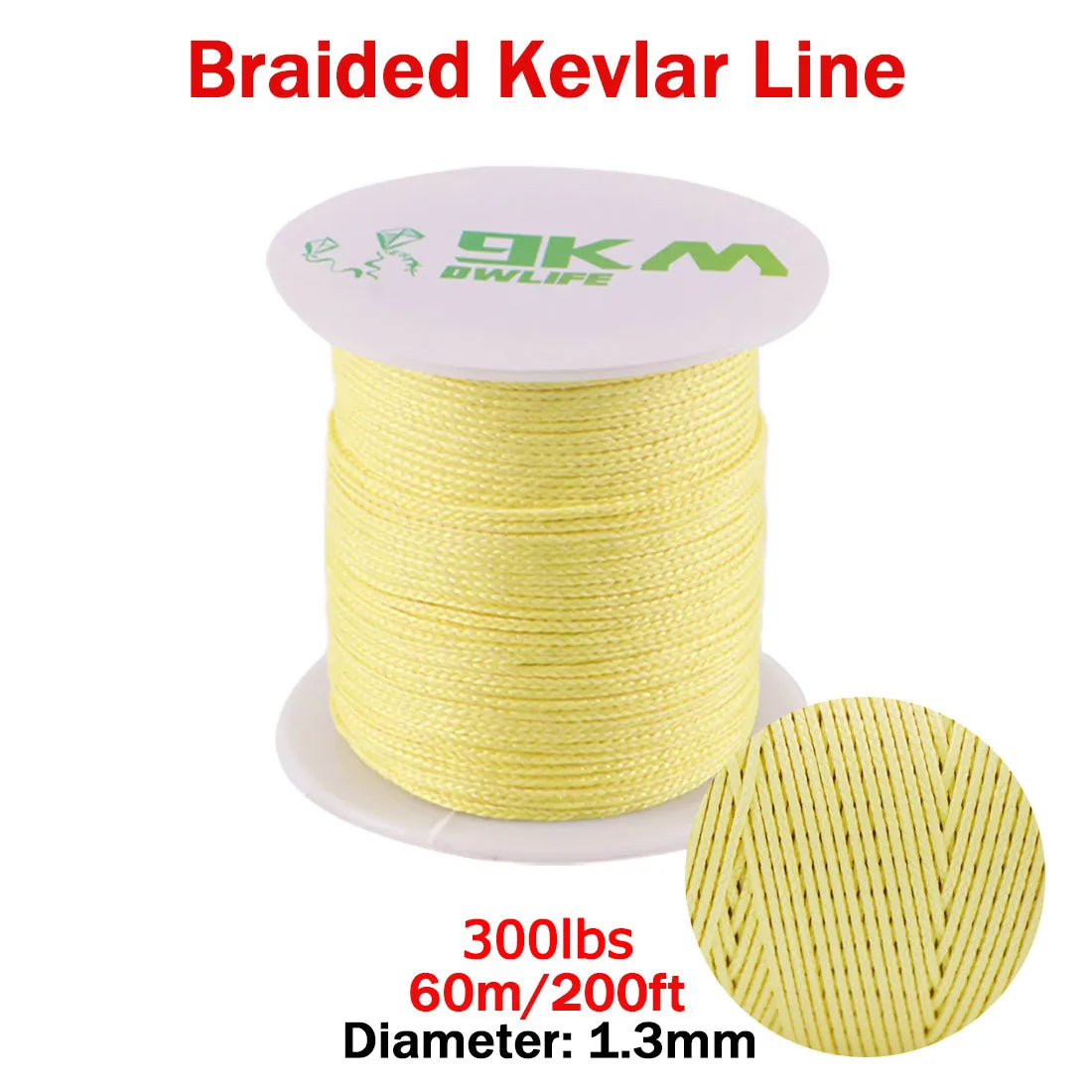 9KM DWLIFE Kevlar Braided Fishing Line – 0.8mm to 3.5mm Wear-Resistant Outdoor Assist Line