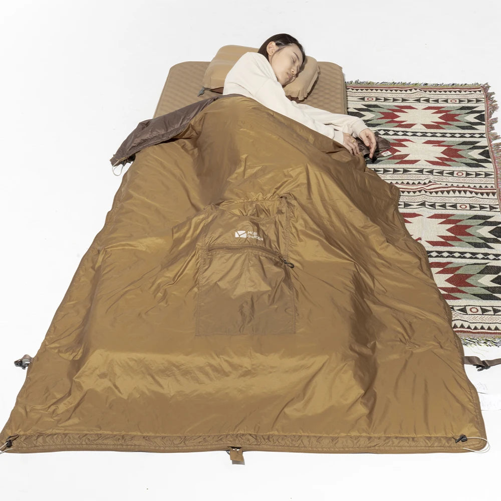 MOBI GARDEN Lightweight Camping Cape Sleeping Bag – Portable Outdoor Blanket for 3 Seasons