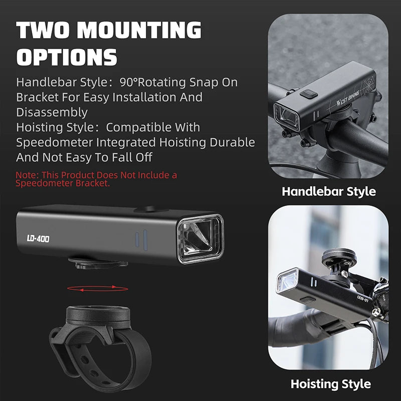 Bike Light Set with Spiderweb Headlamp and Smart Brake Tail Light